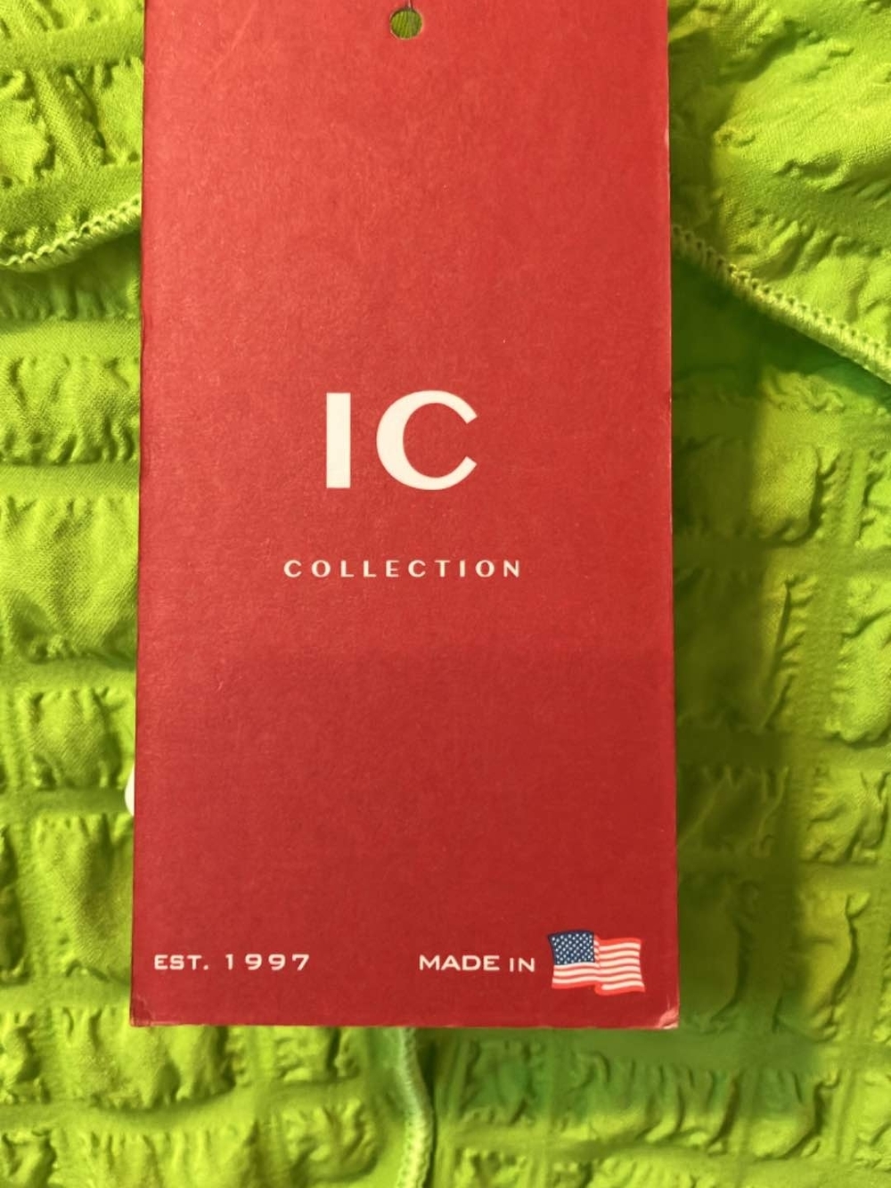 IC COLLECTION Neon Lime Green Textured Open Jacket - Picture 4 of 7